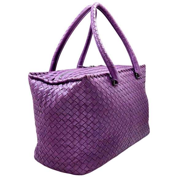 BOTTEGA VENETA Purple Leather Intrecciato Tote Bag - Picture 3 of 14